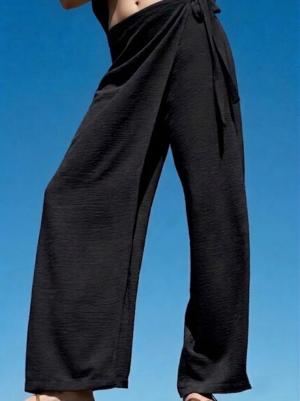 ZARA Flowy Wide Leg Trousers Black Size L NWT